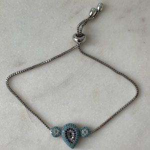 Evil eye bracelet with adjustable band - Silver